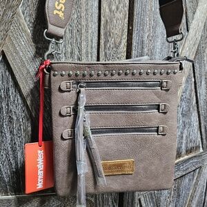 NWT Brown Montana West Brown Crossbody Bag with Stud Accents